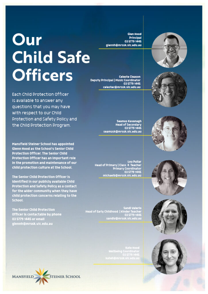 Poster of the child safe offices with head shots for MRSSK 2024